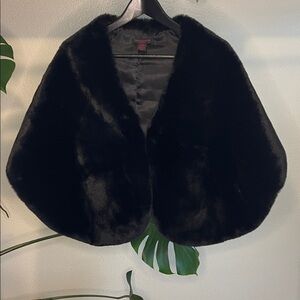 Christian Siriano Black Faux Fur stole wrap